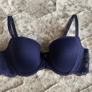 ThirdLove Blue Lace Trimmed T Shirt Bra 34C
